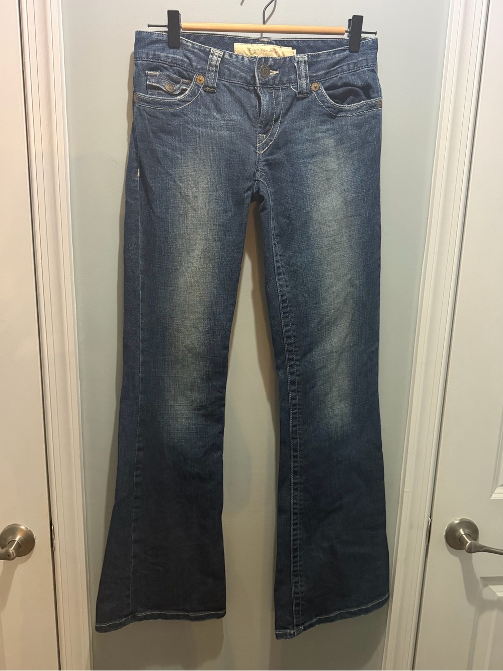 Calvin Klein Ultra Low Flare Jeans Women's Dark Blue 26
